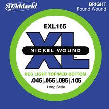 D'Addario EXL165 Nickel Wound Regular Light Top/Medium Bottom Bass Strings 45-105 - Available at Lark Guitars